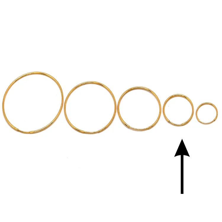 Real Gold Round Plain Loop Earrings Set (1.7 cm) - Model 0001/15/10M E1939