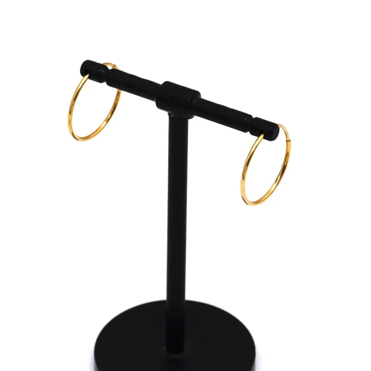 Real Gold Round Plain Loop Earrings Set (1.7 cm) - Model 0001/15/10M E1939