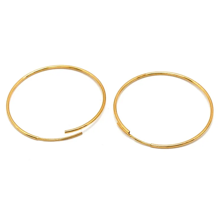 Real Gold Round Plain Loop Earrings Set (3.1 cm) - Model 0001/25/10M E1937