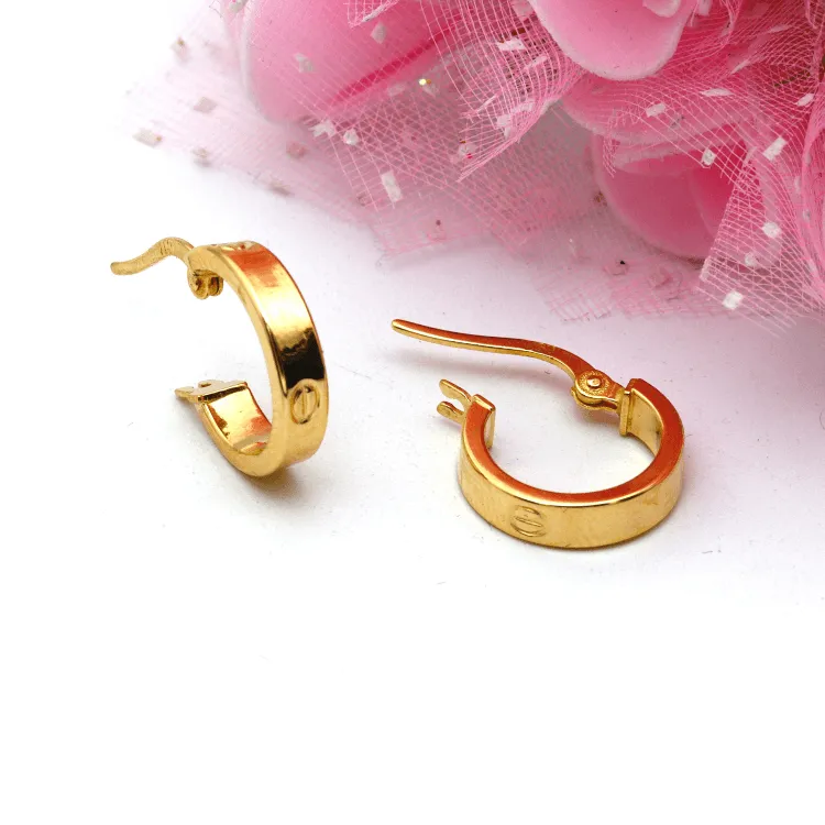 Real Gold Round Small Clip Earring Set GZJCT 5853/10 E1744