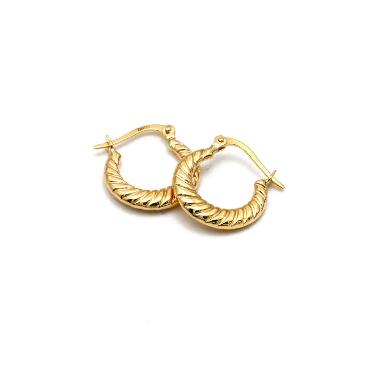 Real Gold Round Textured Moon Clip Earrings Set - Model 6387-3 E1951