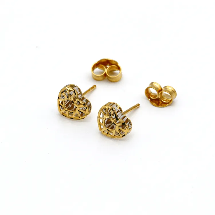 Real Gold Small 2 Side Heart Earring Set 02209/ E1538