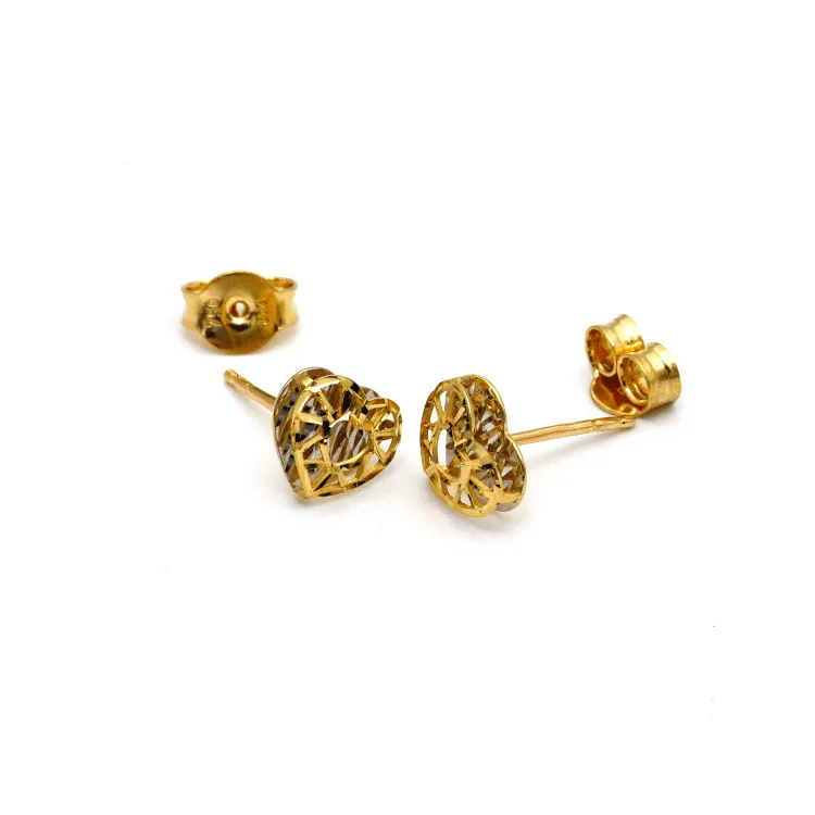 Real Gold Small 2 Side Heart Earring Set 02209/ E1538