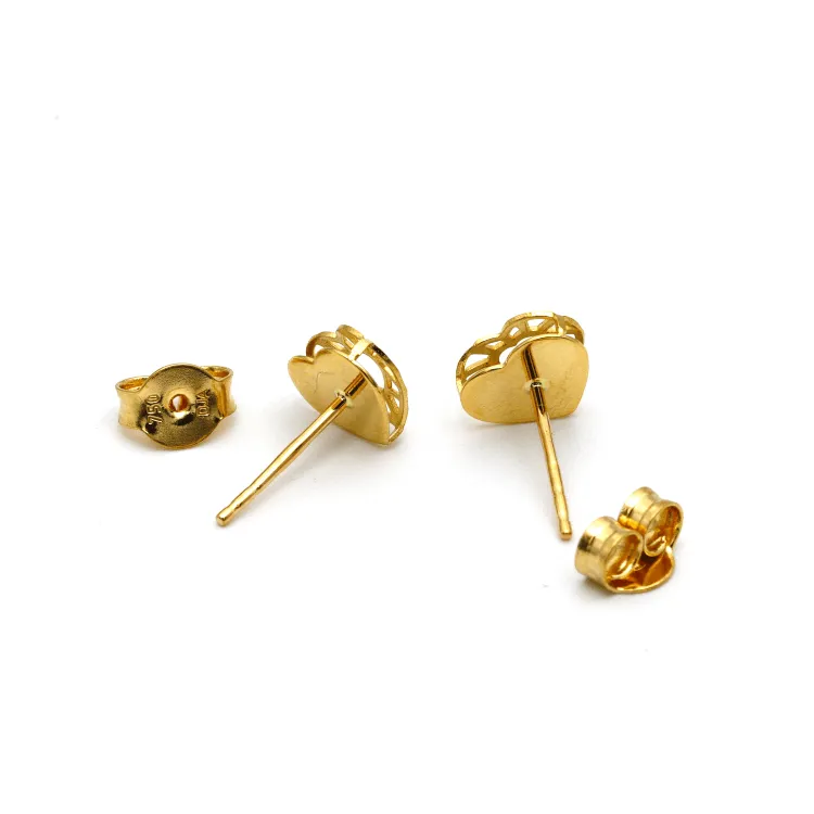 Real Gold Small 2 Side Heart Earring Set 02209/ E1538
