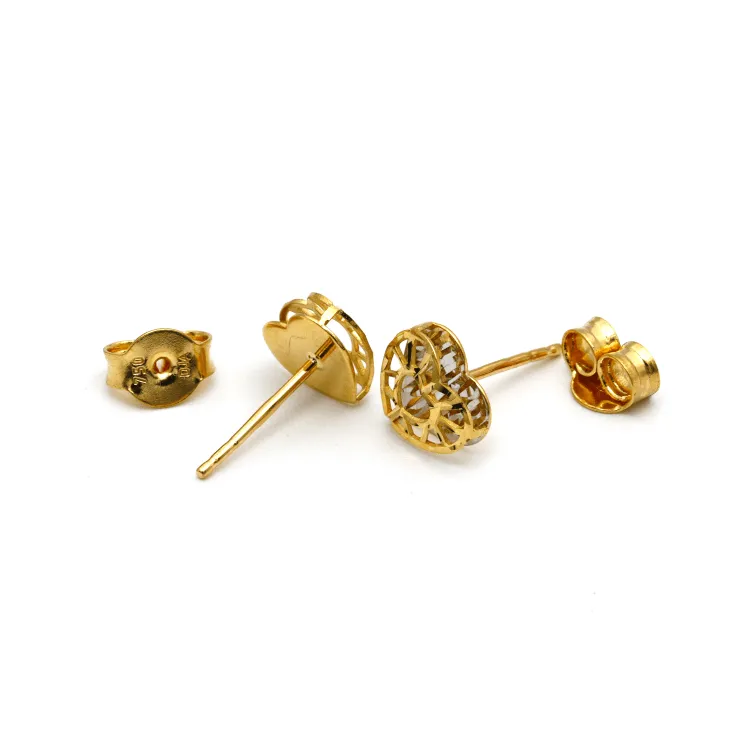 Real Gold Small 2 Side Heart Earring Set 02209/ E1538