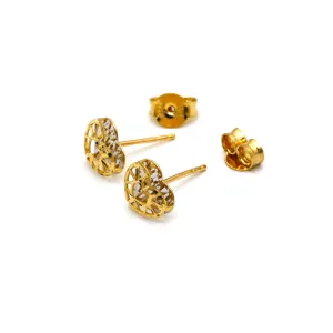 Real Gold Small 2 Side Heart Earring Set 02209/ E1538