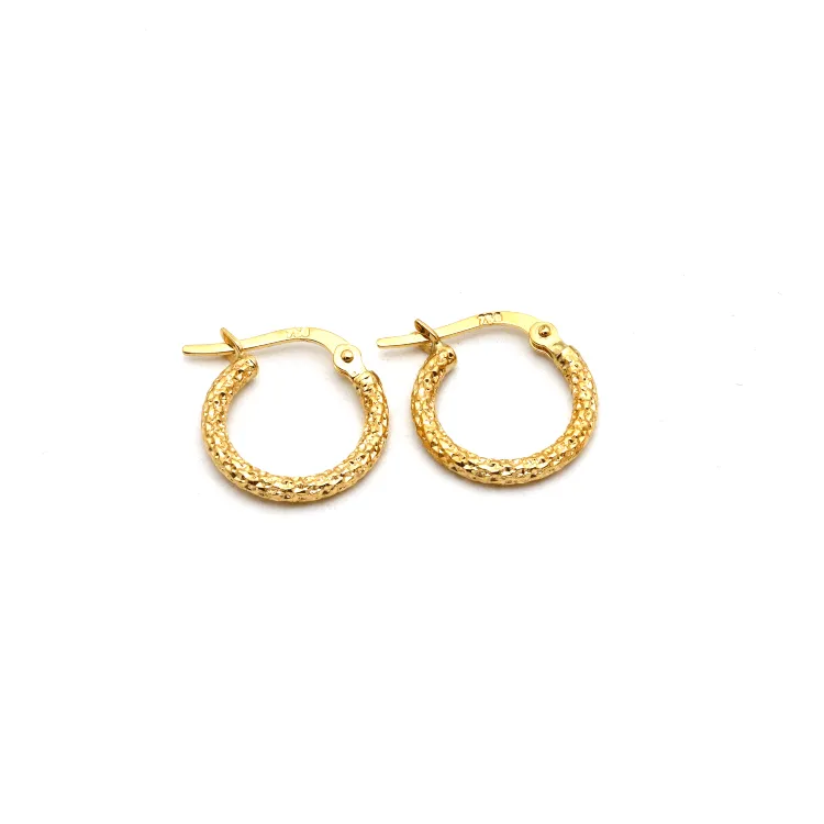 Real Gold Sparkling Round Hoop Earring Set - Style 5530, Design E1748