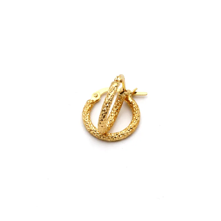 Real Gold Sparkling Round Hoop Earring Set - Style 5530, Design E1748