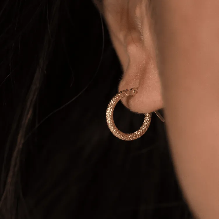 Real Gold Sparkling Round Hoop Earring Set - Style 5530, Design E1748