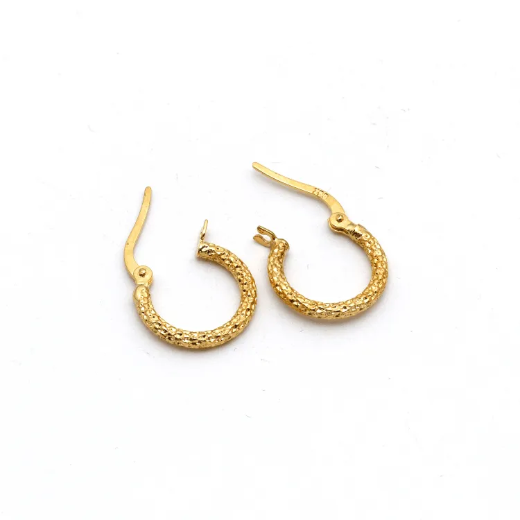 Real Gold Sparkling Round Hoop Earring Set - Style 5530, Design E1748