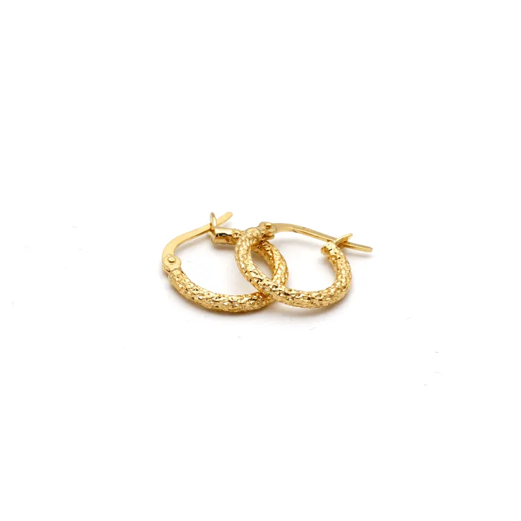 Real Gold Sparkling Round Hoop Earring Set - Style 5530, Design E1748