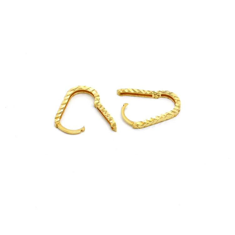 Real Gold Textured Paper Clip Earrings Set - Model 0507-3 E1952