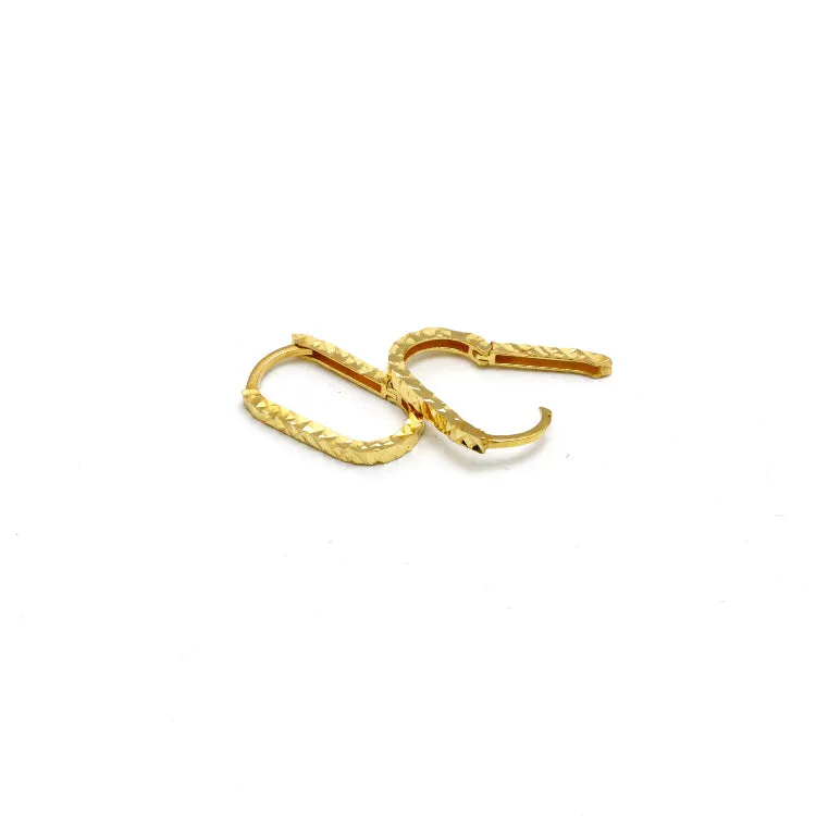 Real Gold Textured Paper Clip Earrings Set - Model 0507-3 E1952