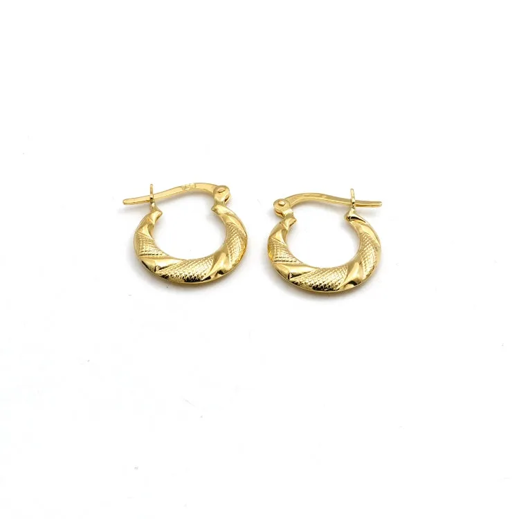 Real Gold Twisted Moon Round Clip Earrings Set - Model 6395 E1931