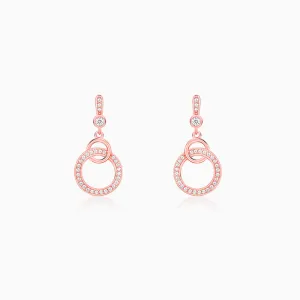 Rose Gold Locked in Love Dangler Earrings