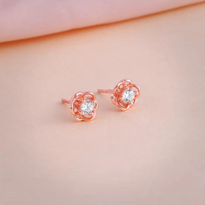 Rose Gold Woven Flower Studs