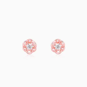 Rose Gold Woven Flower Studs