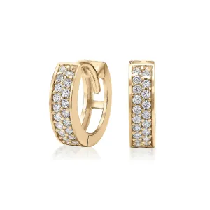 Round Brilliant hoop earrings with diamond simulants in 10 carat yellow gold