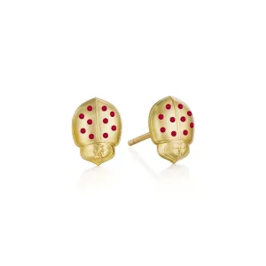 Ruby Winged Ladybug Stud Earrings