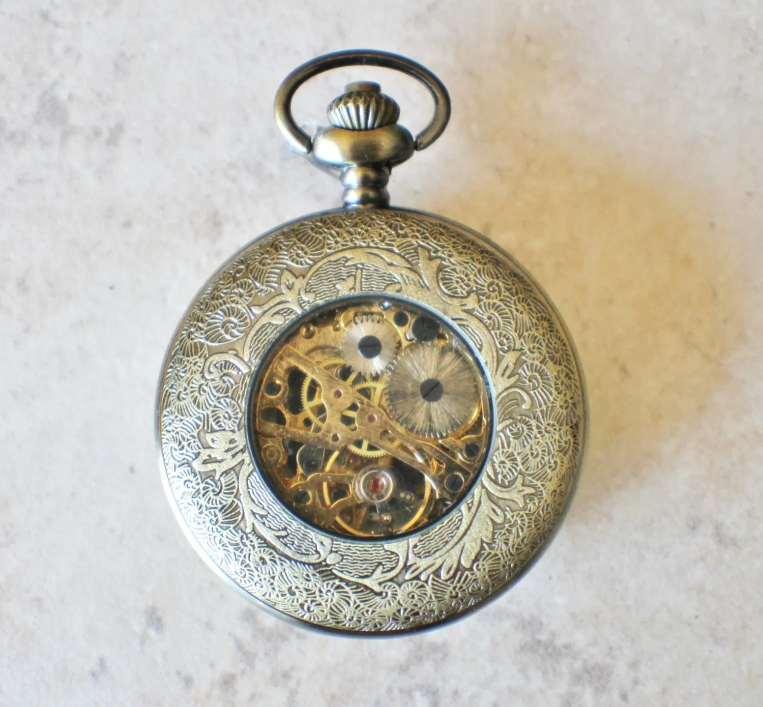 Sailboat mechanical pocket watch with sail boat
