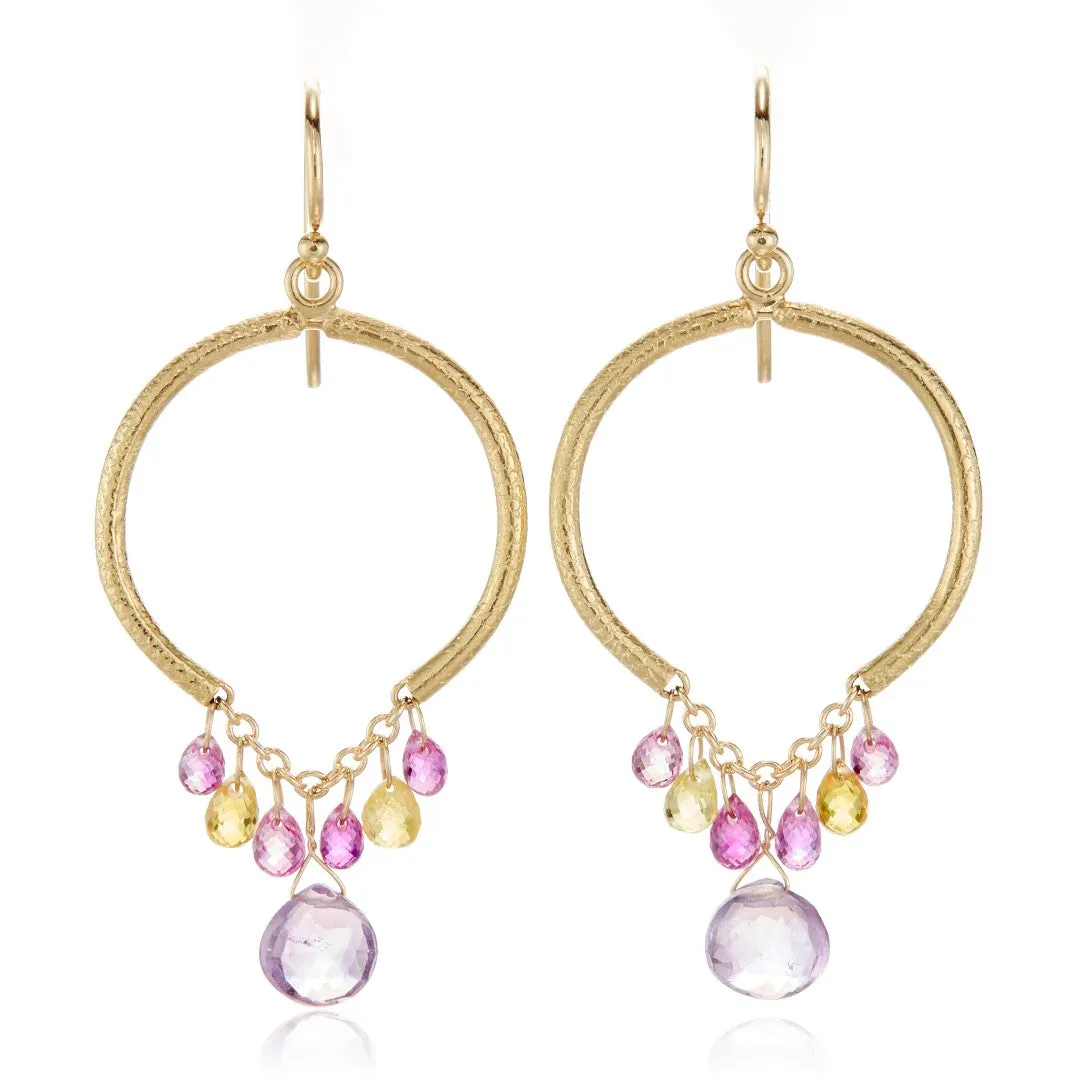 Sapphire & Amethyst Drop Ring Earrings