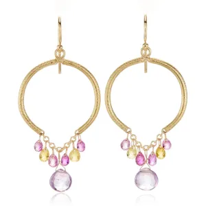 Sapphire & Amethyst Drop Ring Earrings