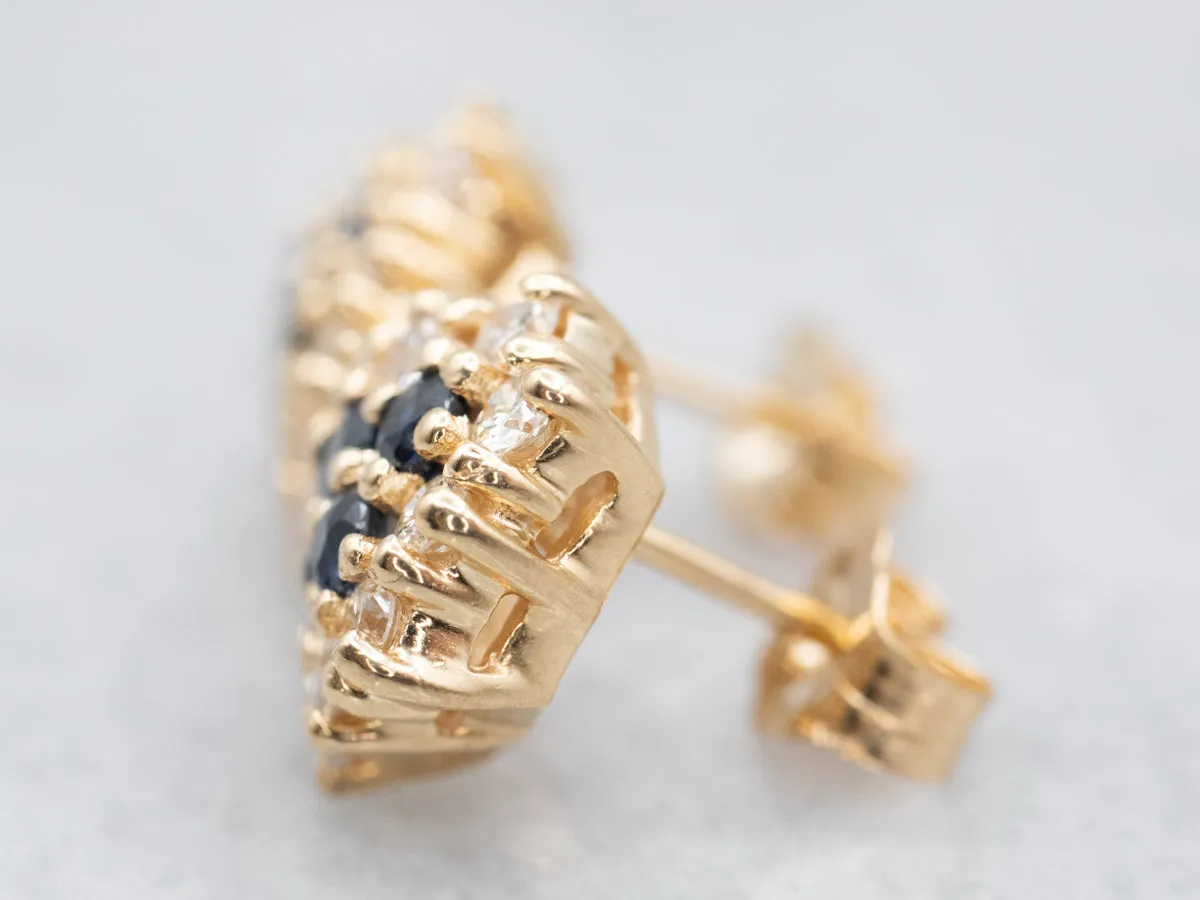 Sapphire and Diamond Cluster Stud Earrings