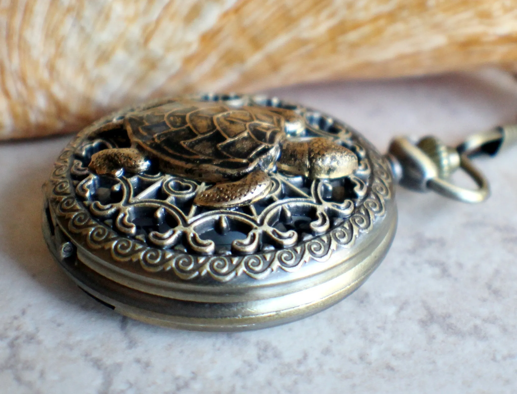 Sea Turtle Mechanical Pocket Watch