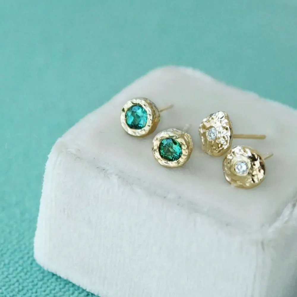 Seashore Studs With Petite Diamonds