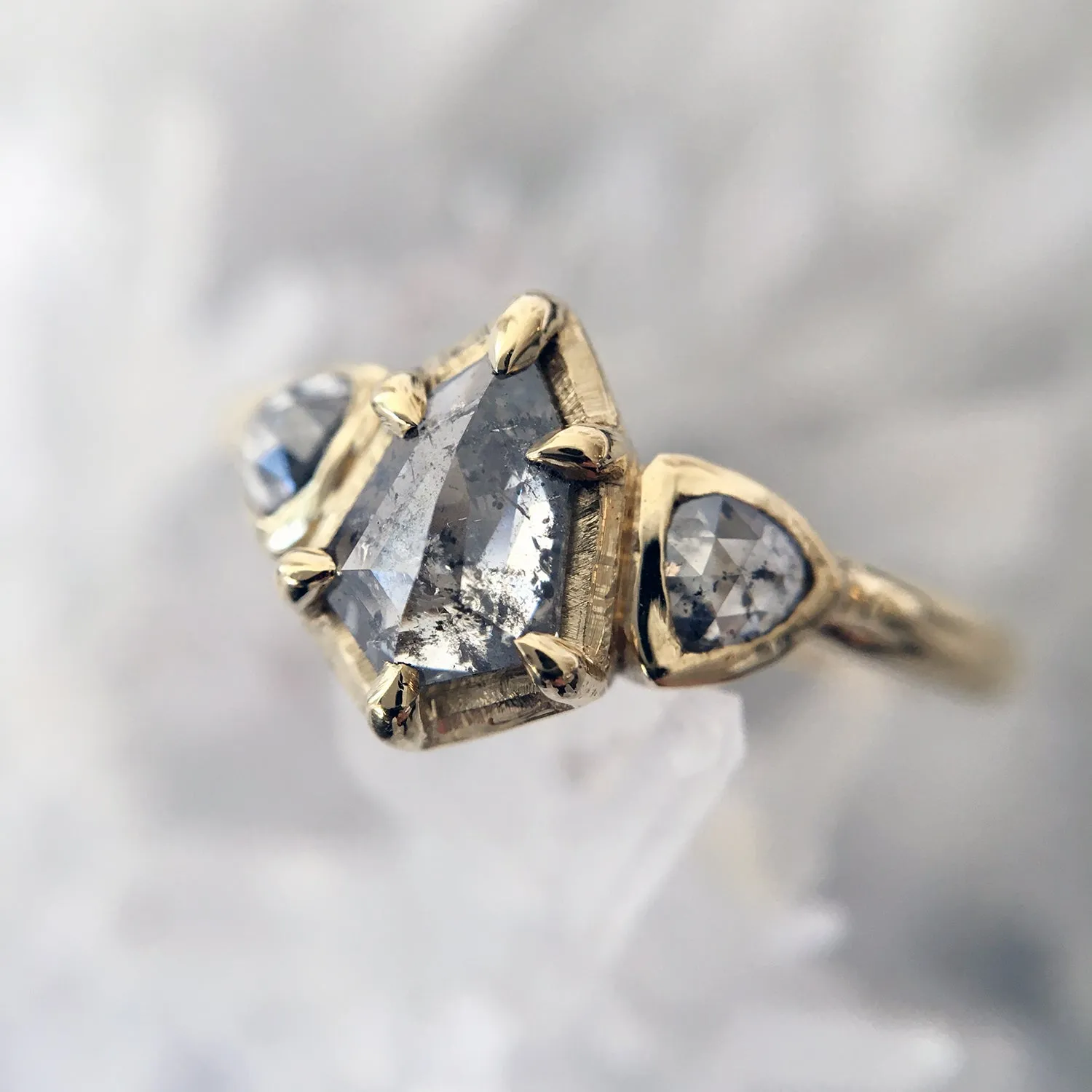 Shield Three Diamond Ring