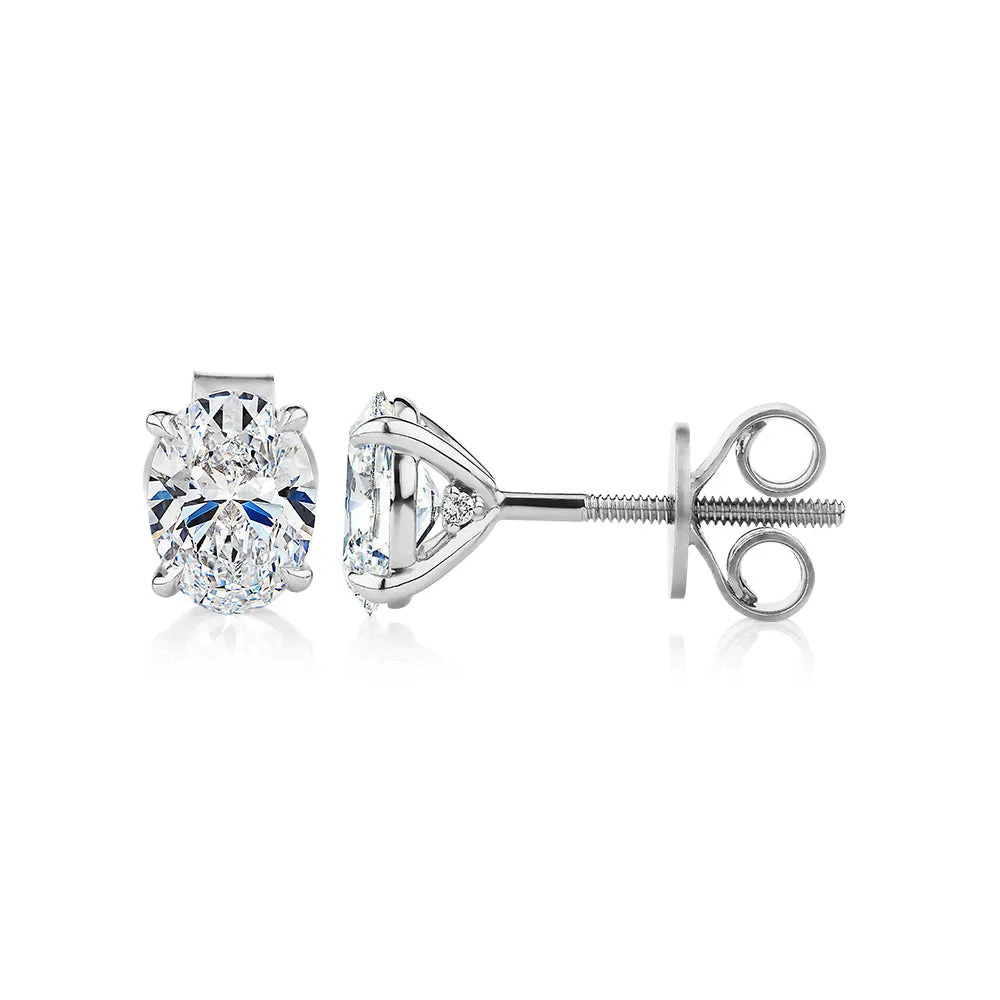 Signature Simulant Diamond 1.40 carat* TW oval stud earrings in 14 carat white gold