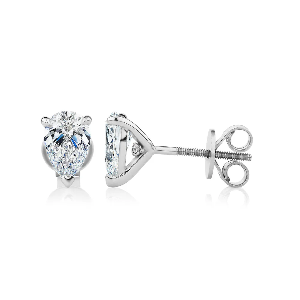 Signature Simulant Diamond 1.40 carat* TW pear stud earrings in 14 carat white gold