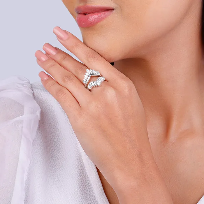 Silver Layered Zirconia Statement Ring