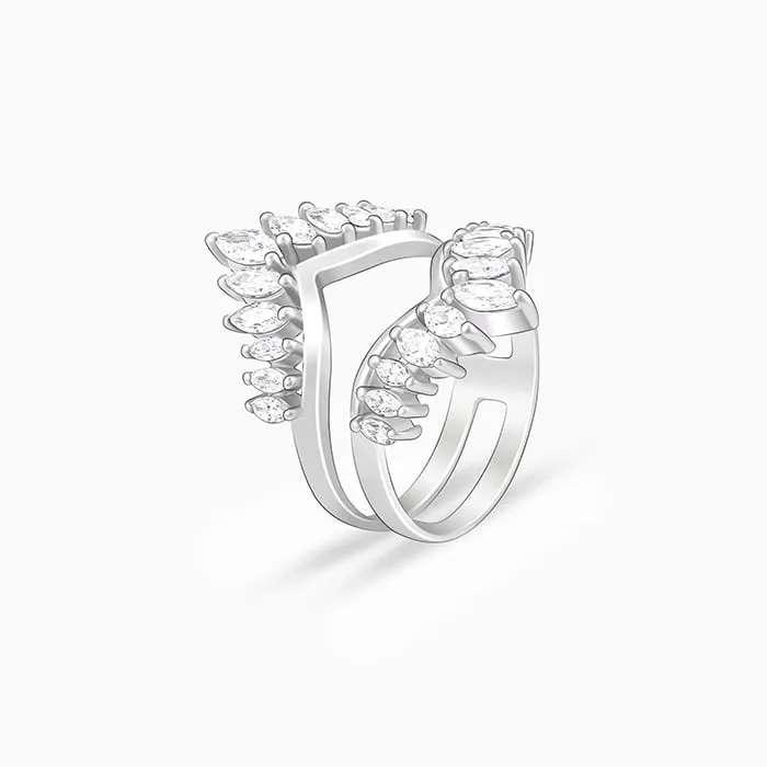Silver Layered Zirconia Statement Ring