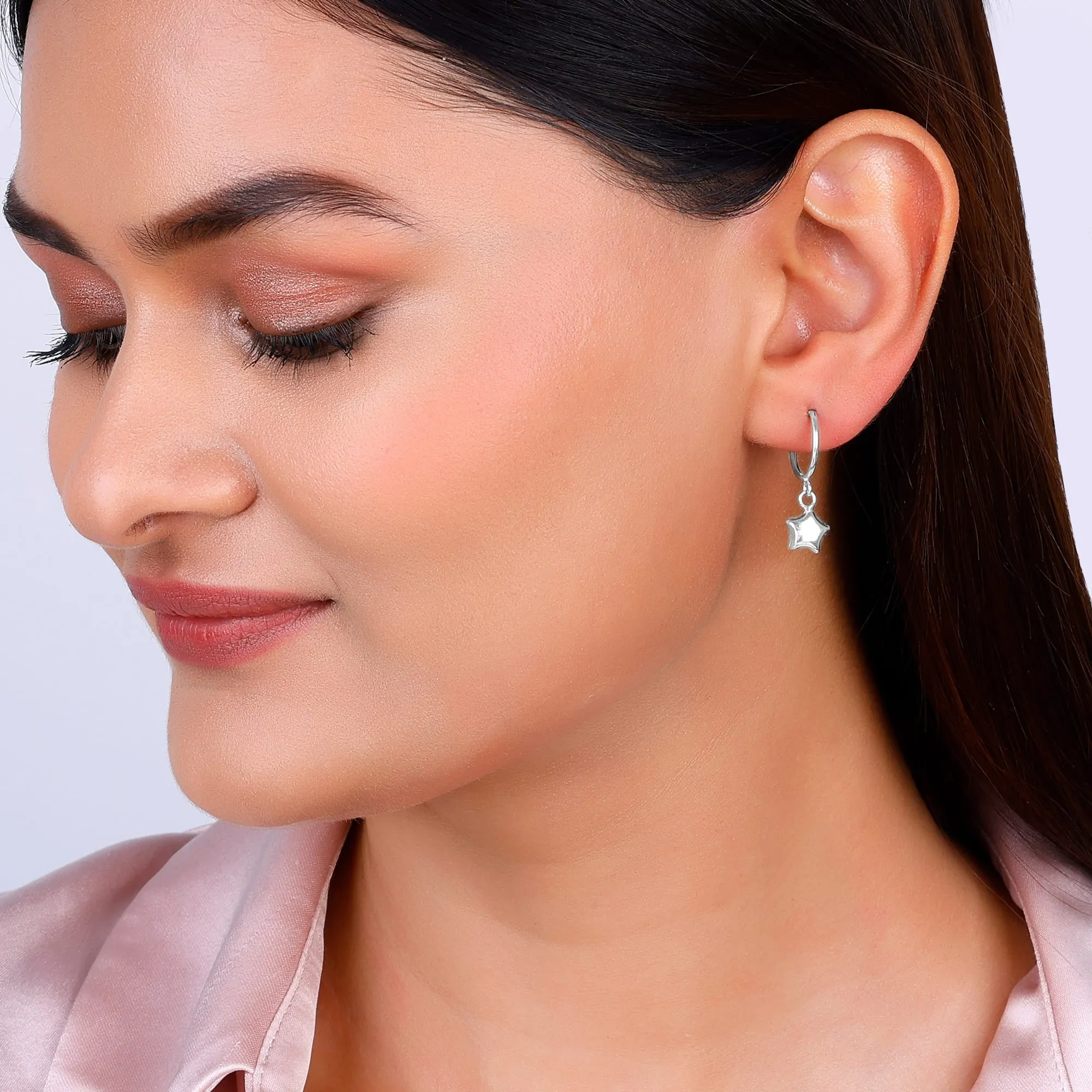 Silver Mini Star Hoop Earrings