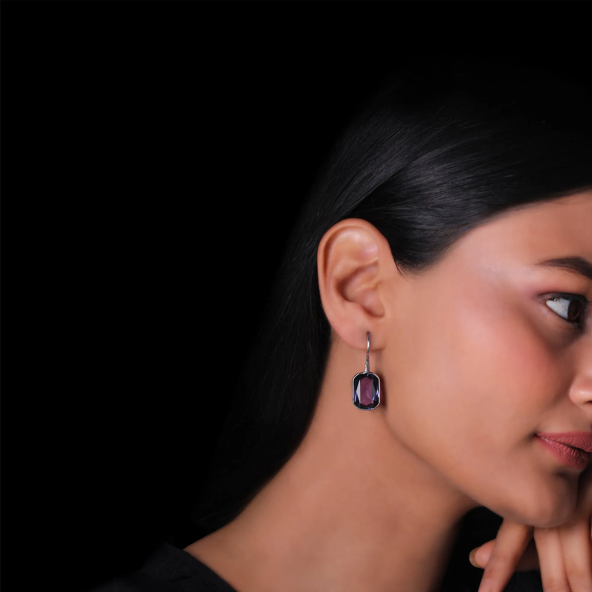 Silver Royal Purple Earrings