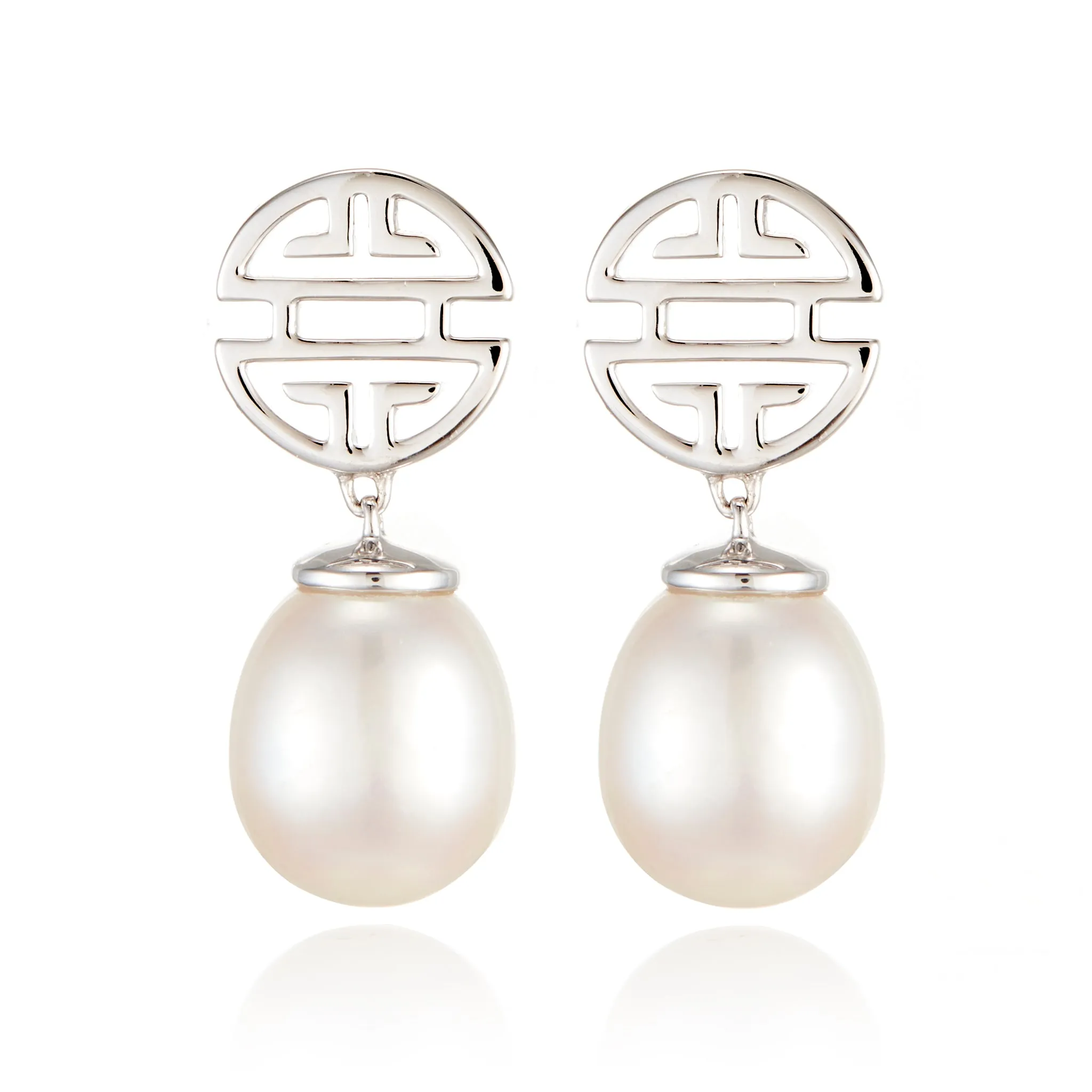 Silver Shou & Pearl Drop Earrings