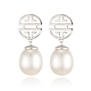 Silver Shou & Pearl Drop Earrings