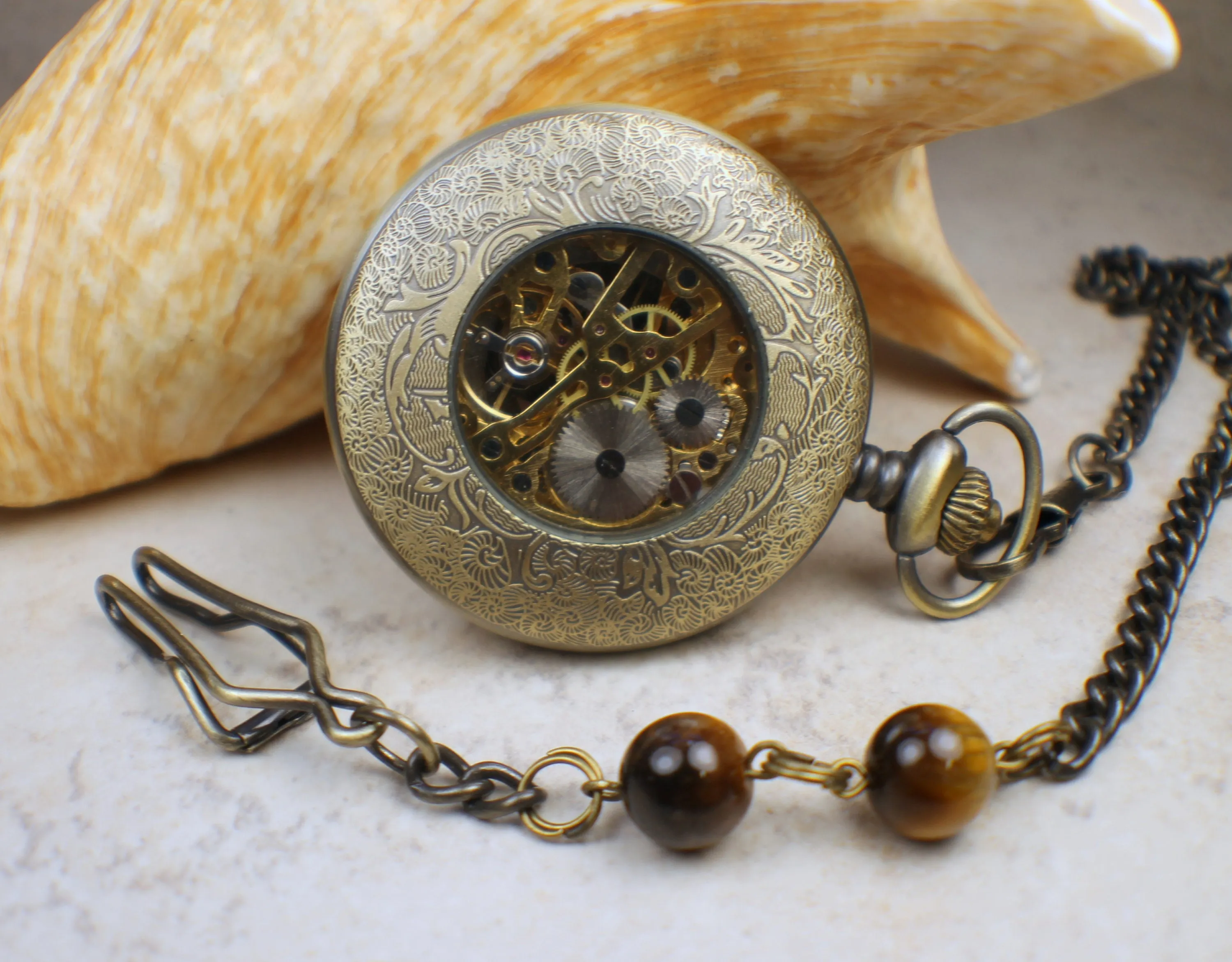 Skull and Crossbones Mechanical Pocket Watch