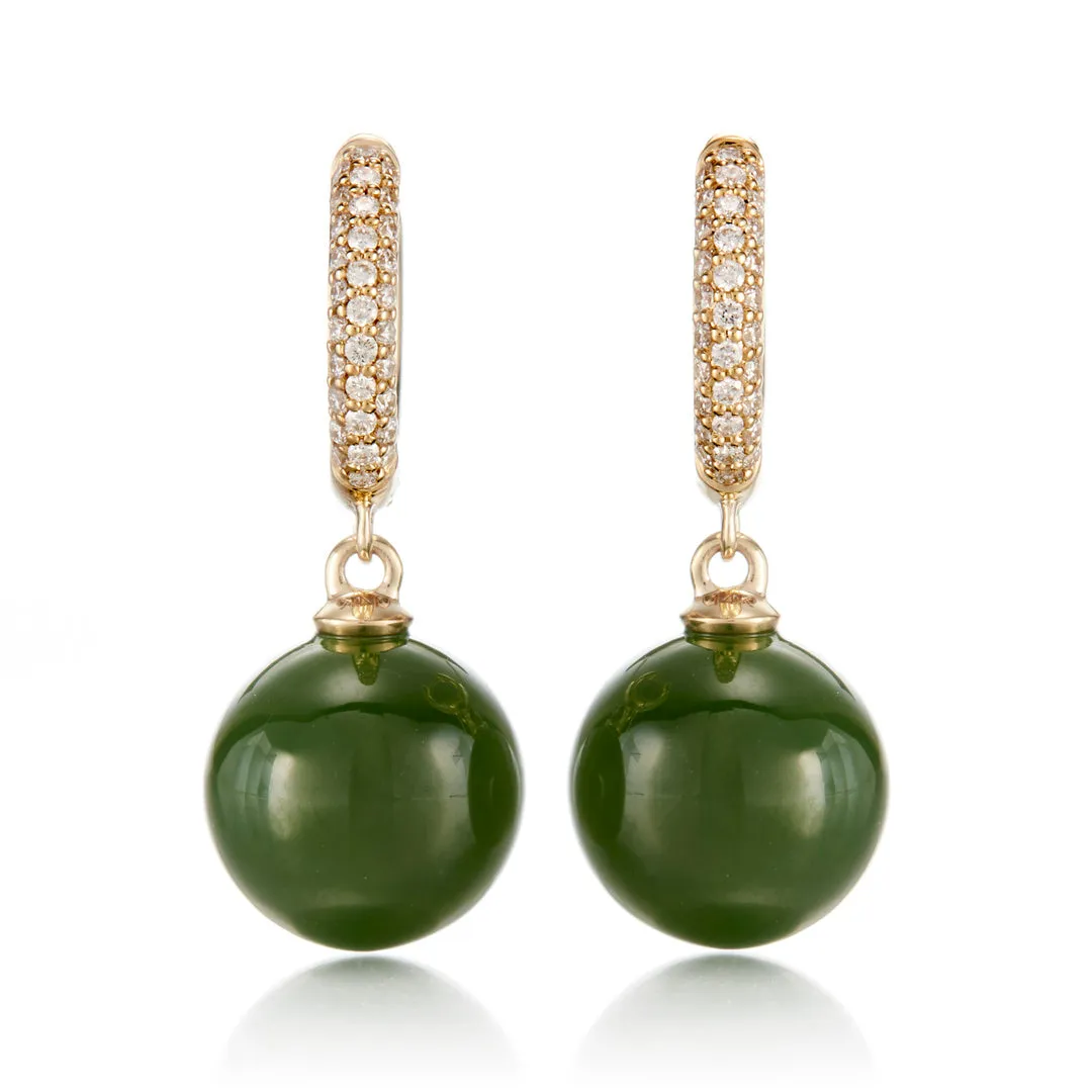 Soho Earrings in Green Jade & Diamonds