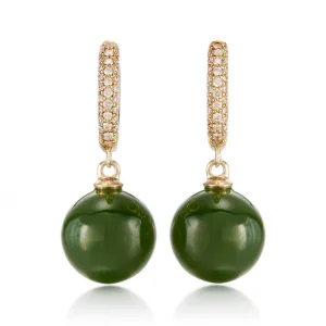 Soho Earrings in Green Jade & Diamonds