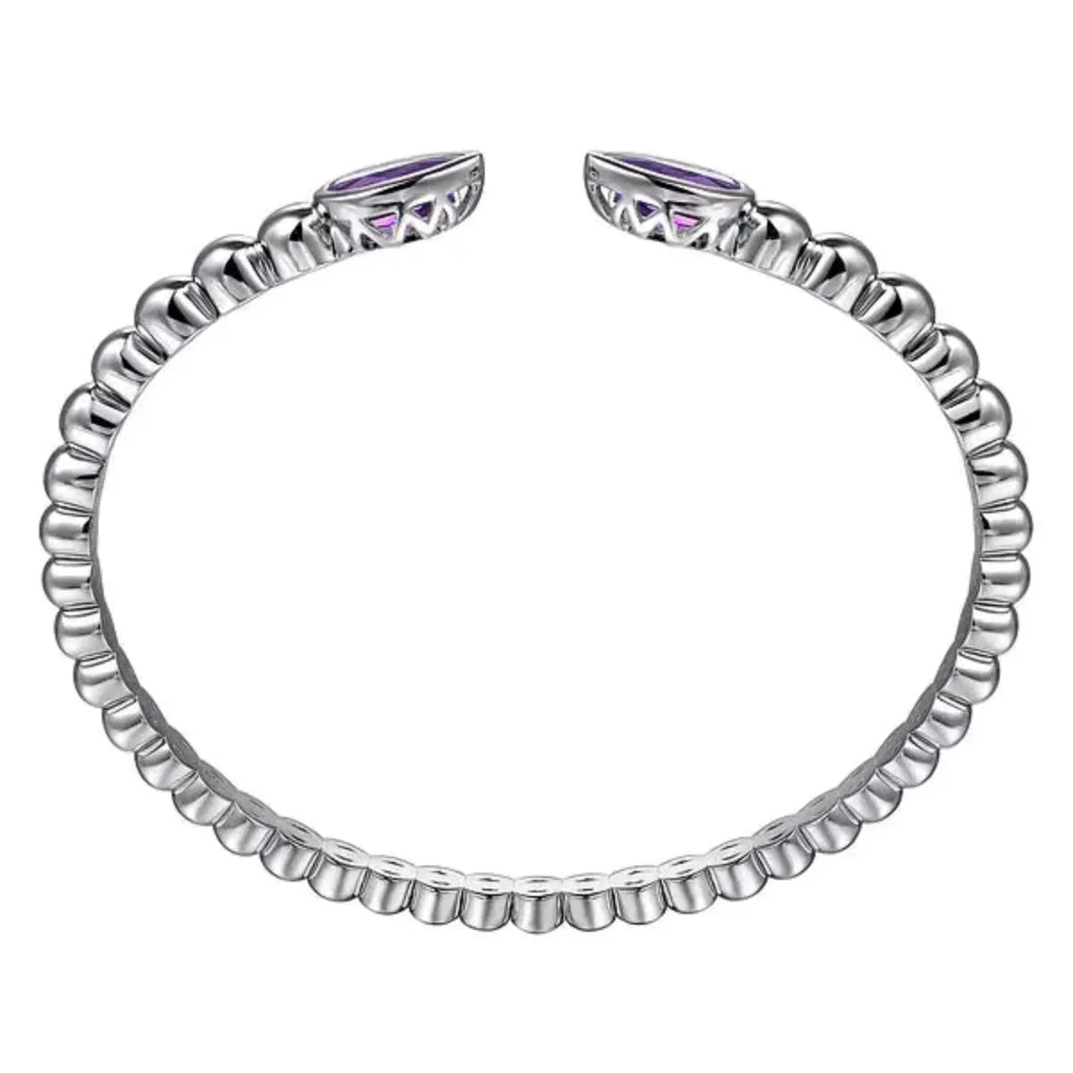 SS 2.41ctw Amethyst Beaded Bangle Bracelet