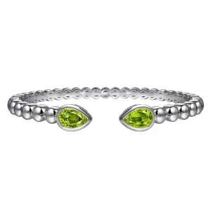 SS 2.65ctw Peridot Beaded Bangle Bracelet