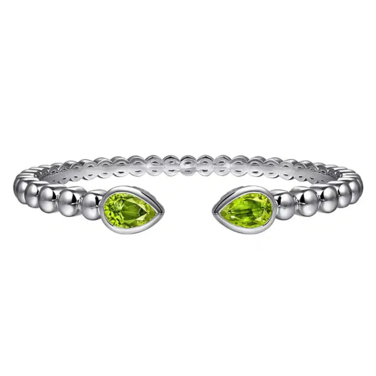 SS 2.65ctw Peridot Beaded Bangle Bracelet