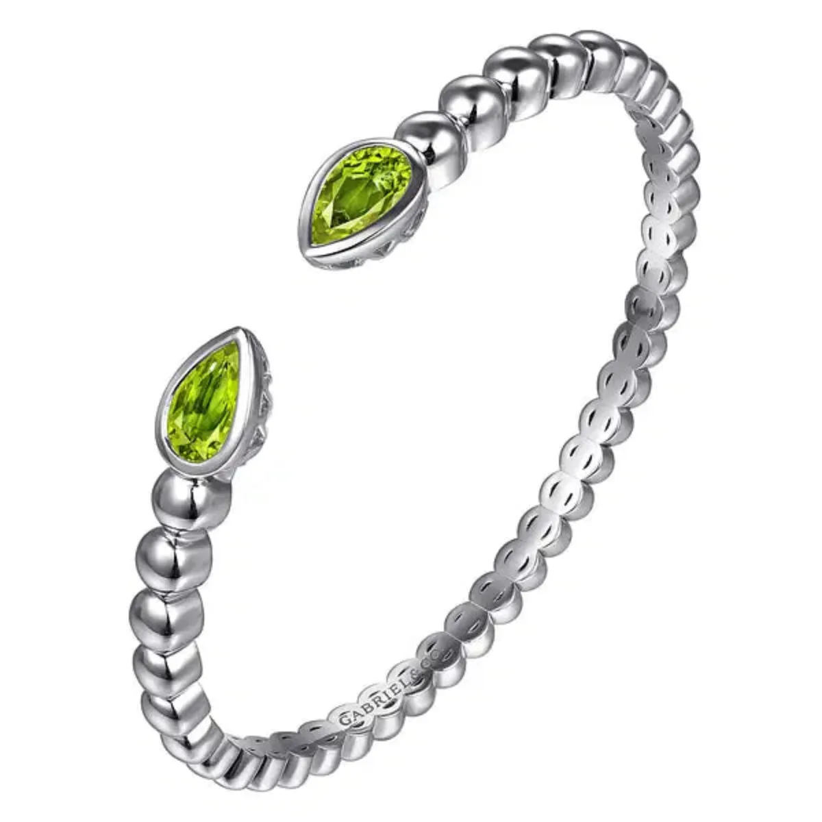 SS 2.65ctw Peridot Beaded Bangle Bracelet