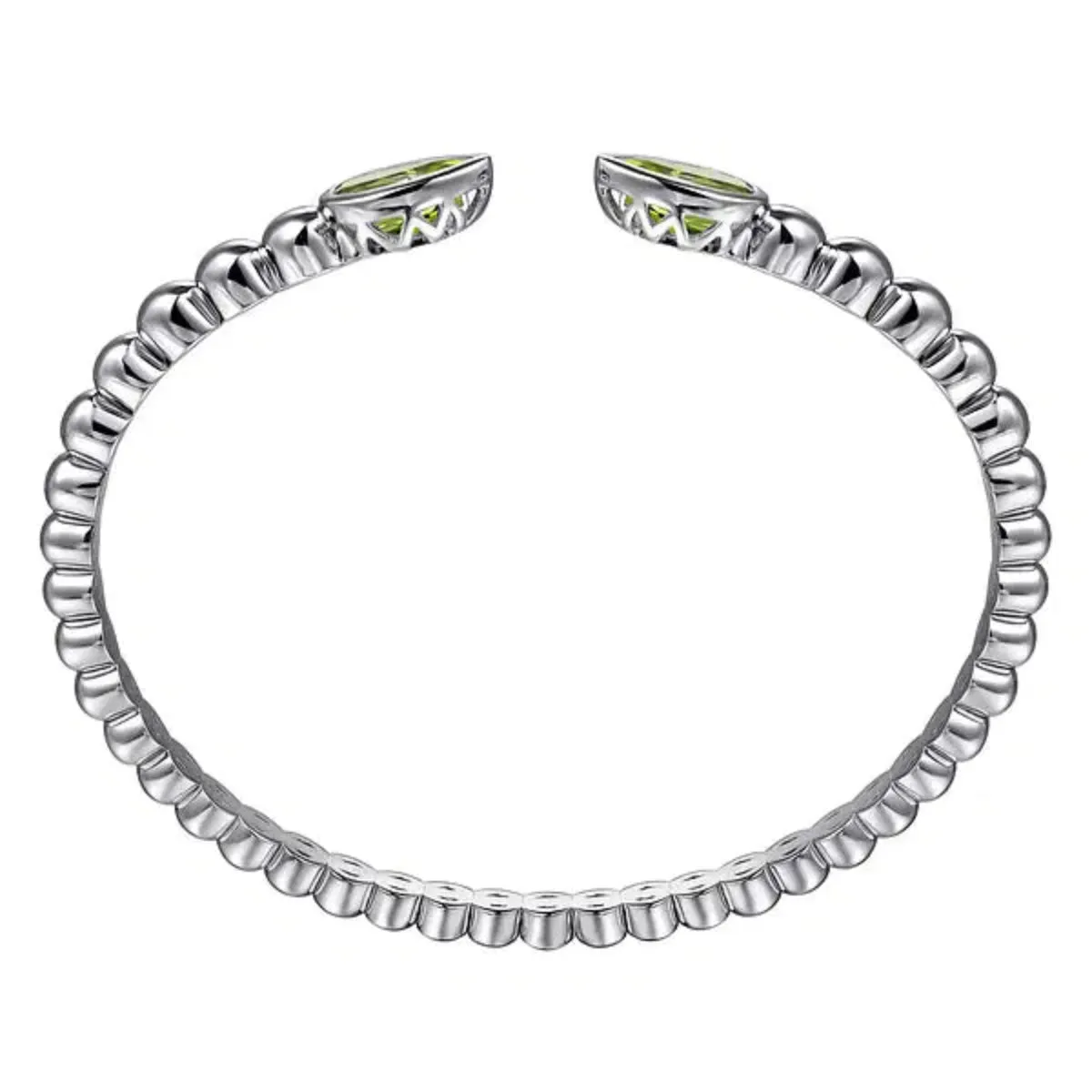 SS 2.65ctw Peridot Beaded Bangle Bracelet