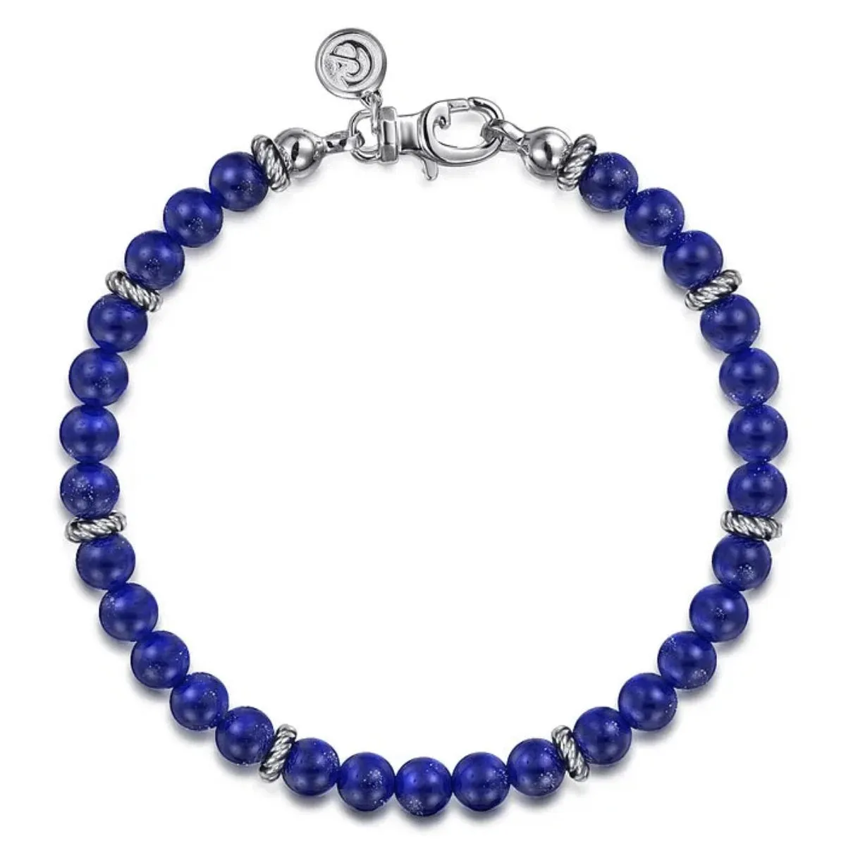 SS 8.5" 6mm Lapis Beaded Bracelet