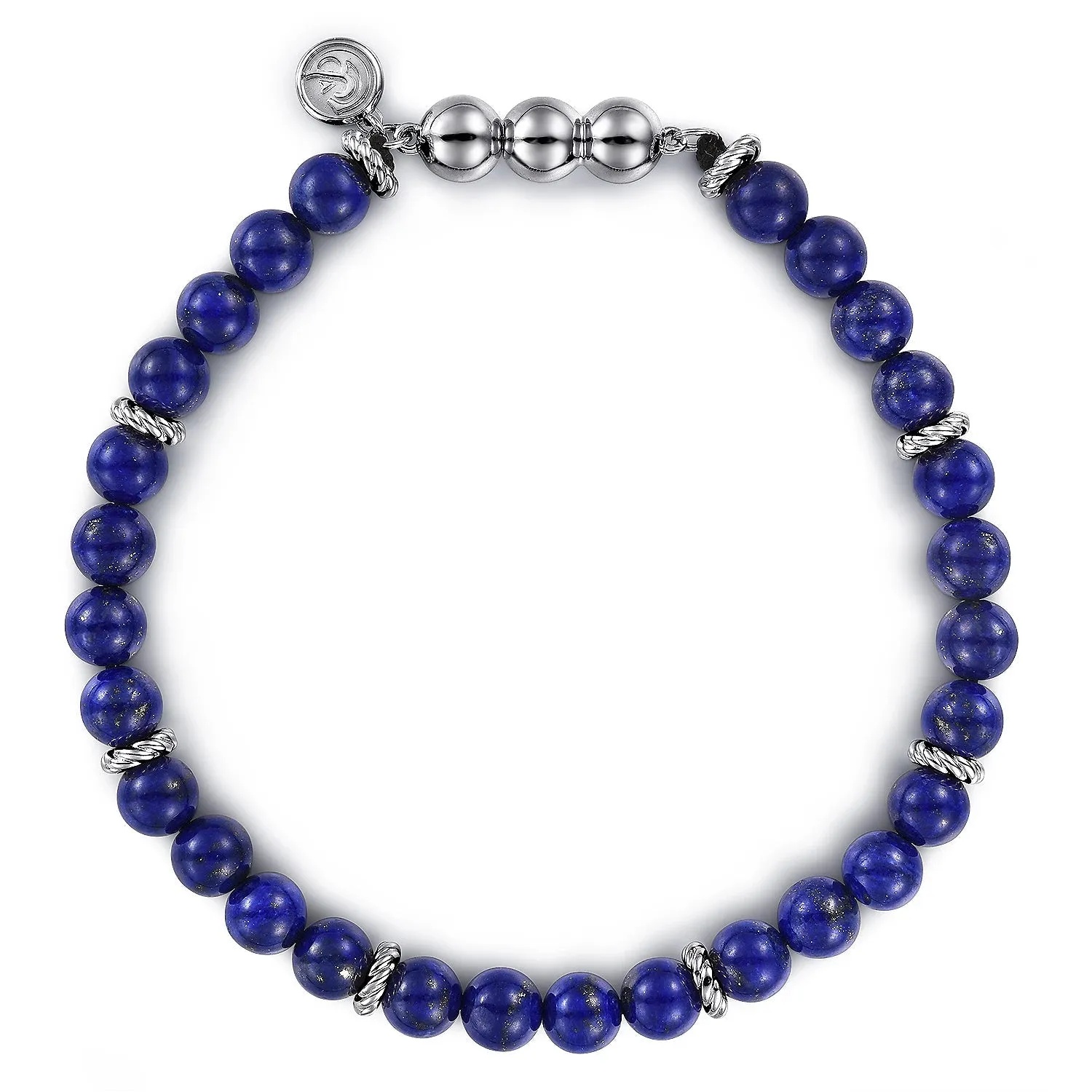 SS 8" Lapis Beaded Bracelet