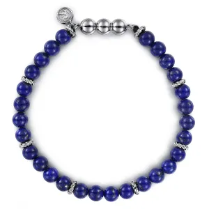 SS 8" Lapis Beaded Bracelet