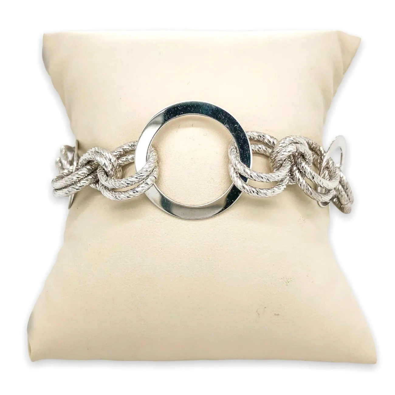 SS Graduated Dia Cut Circle Link Bracelet